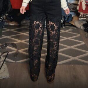 Black Lace Panel Women’s Jeans